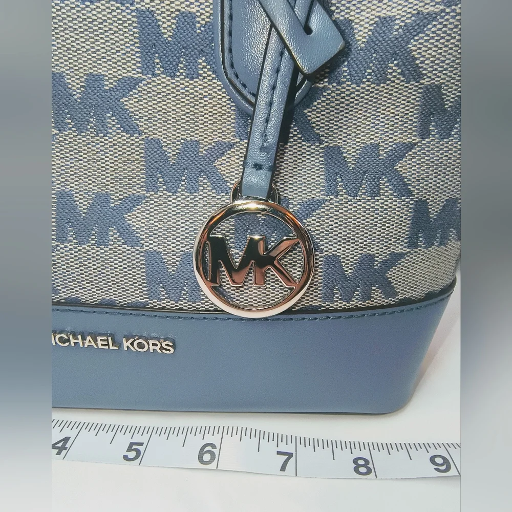 MICHAEL KORS Hyde Small Canvas & Leather Satchel / Crossbody in Denium Blue